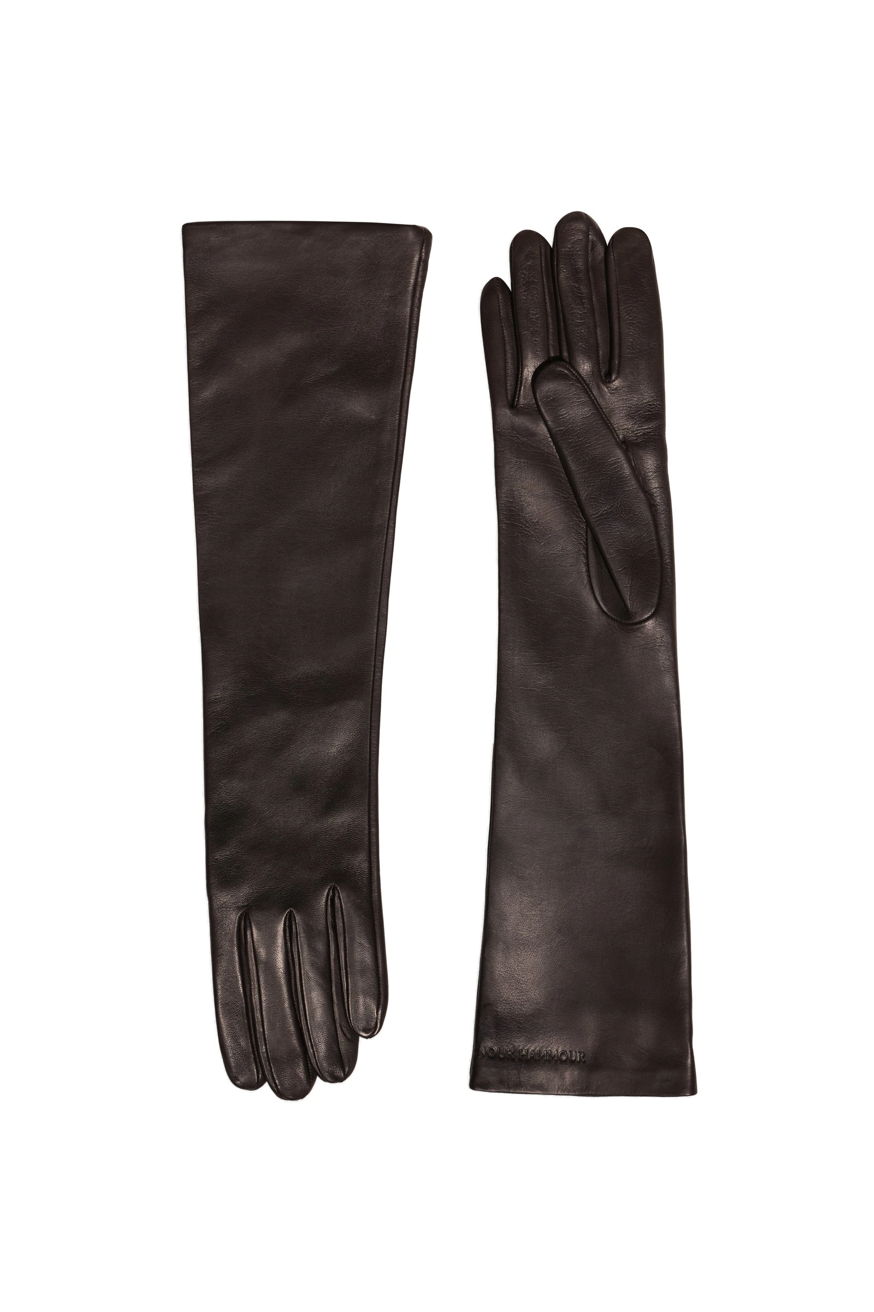 Nour Hammour Elbow Long Gloves in Chocolate Nour Hammour Elbow Long Gloves in Chocolate
