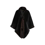 Nour Hammour Olympe Shearling Shawl in Black and Brown Sable