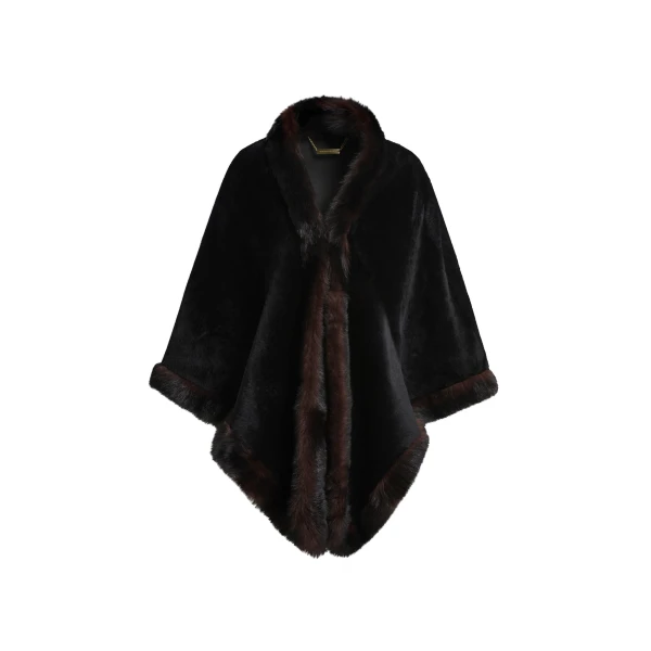 Olympe Shearling Shawl in Black and Brown Sable