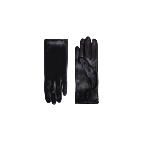 Wrislet Short Gloves in Black Ponyhair