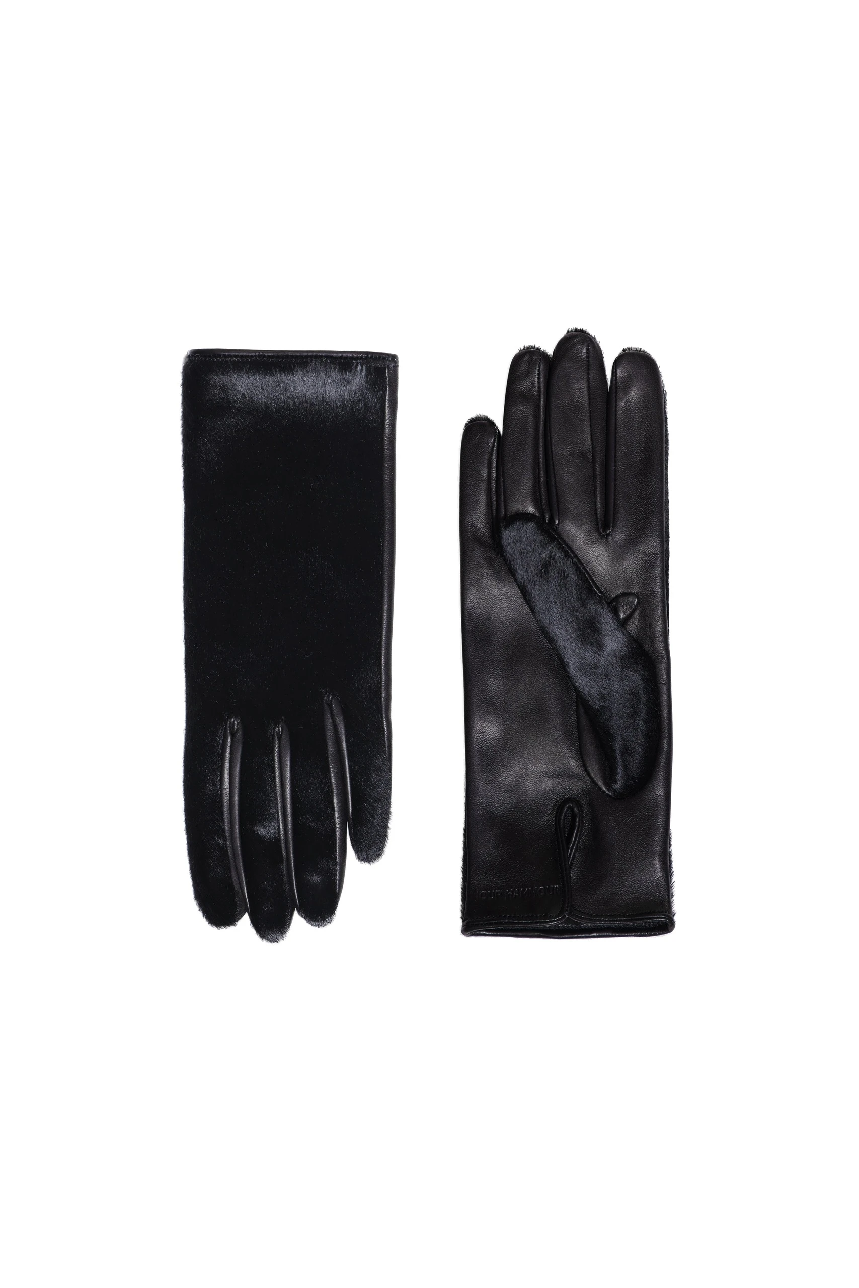 Nour Hammour Wrislet Short Gloves in Black Ponyhair Nour Hammour Wrislet Short Gloves in Black Ponyhair
