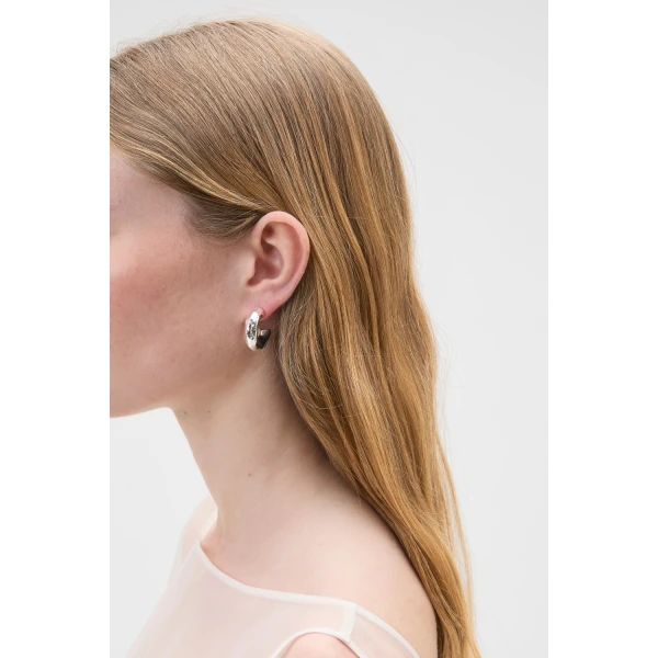 Oroton Aurie Hoop Earrings Bright Silver, view 2