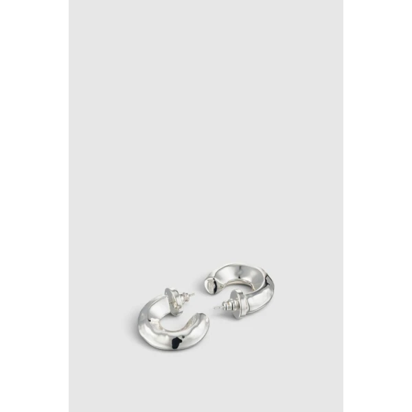 Oroton Aurie Hoop Earrings Bright Silver, view 3