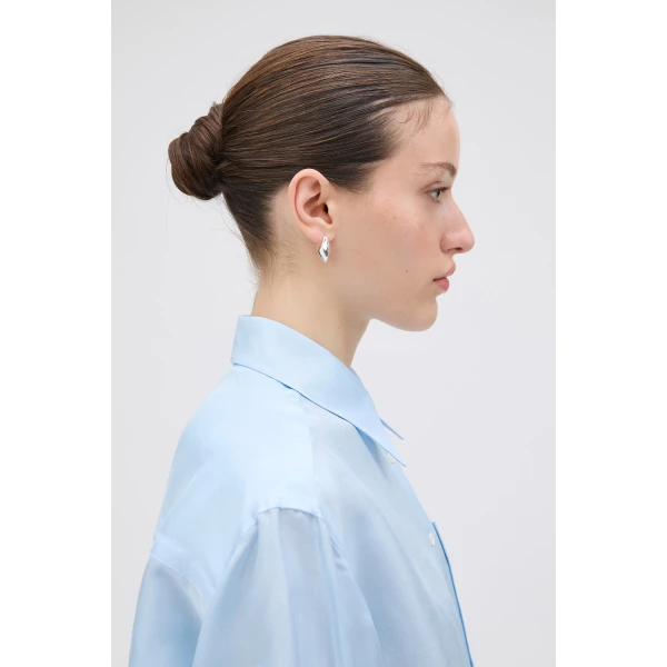 Oroton Banks Hoop Earrings Bright Silver, view 2