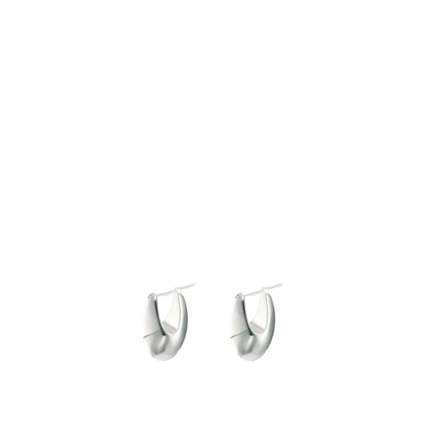 Oroton Banks Hoop Earrings Bright Silver
