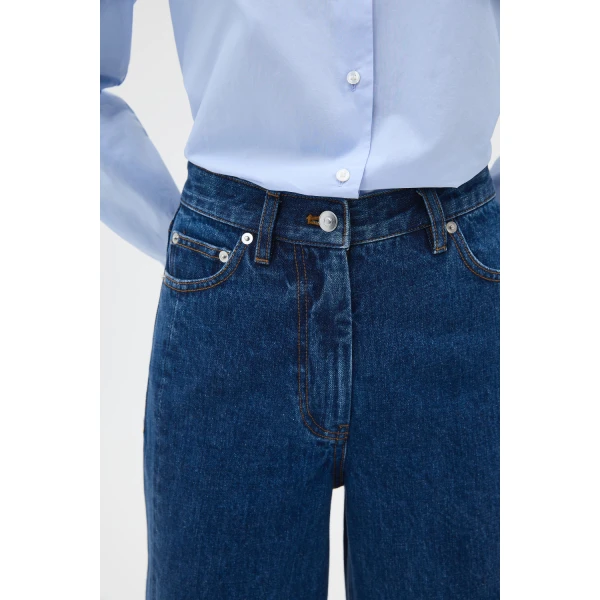 Oroton Barrel Leg Denim Jean Indigo Wash, view 3