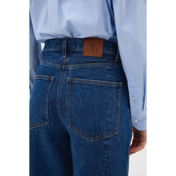 Oroton Barrel Leg Denim Jean Indigo Wash, view 6