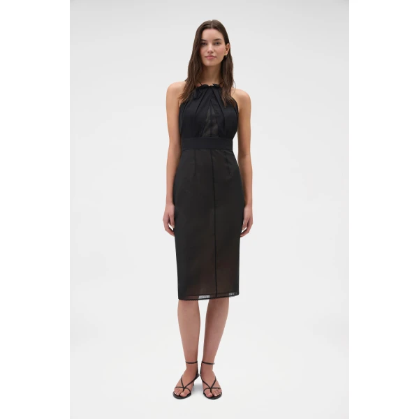 Oroton Bow Detail Dress Black, view 3