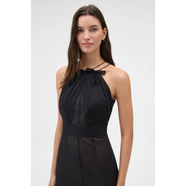 Oroton Bow Detail Dress Black, view 5