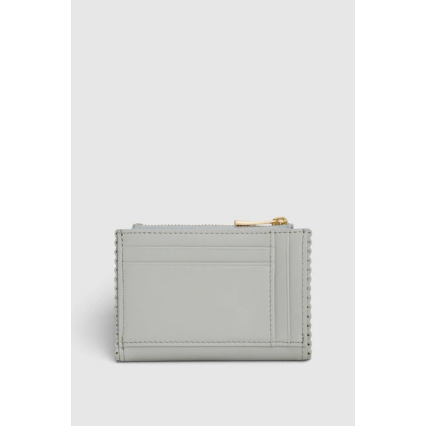 Oroton Broidery Mini 10 Credit Card Zip Wallet Frost, view 3