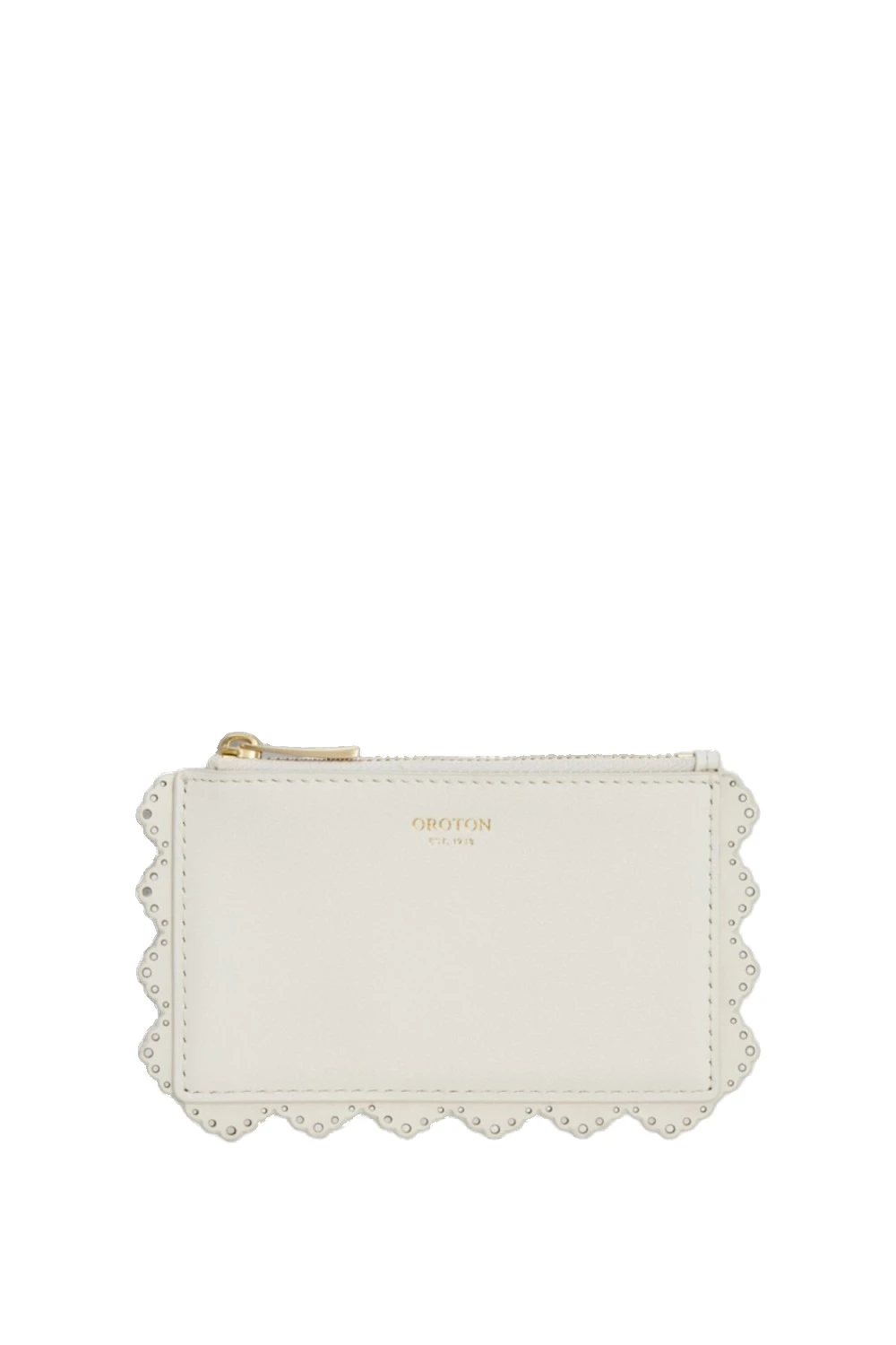 Oroton Broidery Smooth 4 Credit Card Mini Zip Pouch Warm White | Wallets & Purses | Luxury Shoes Oroton Broidery Smooth 4 Credit Card Mini Zip Pouch Warm White
