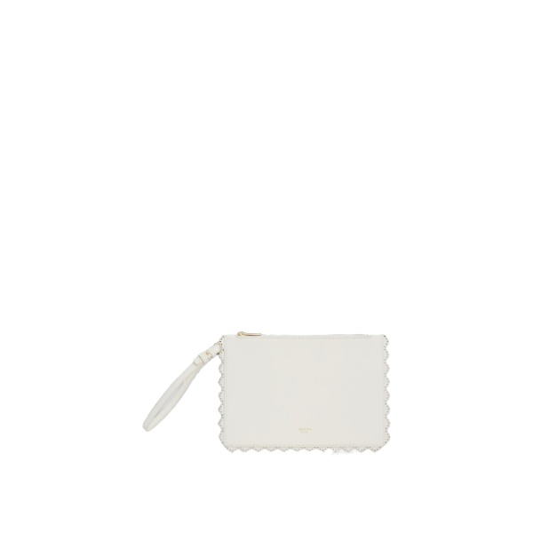 Oroton Broidery Smooth Pouch Warm White