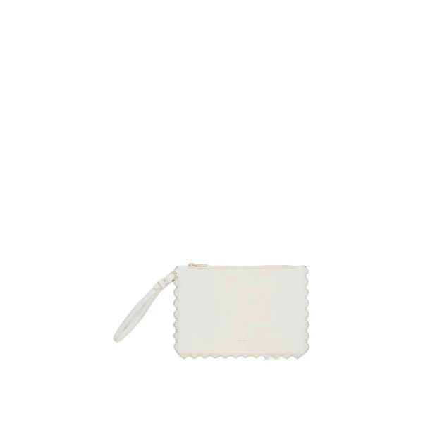 Oroton Broidery Smooth Pouch Warm White
