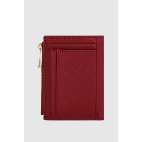 Oroton Cecile Smooth 10 Credit Card Mini Zip Wallet Garnet, view 3