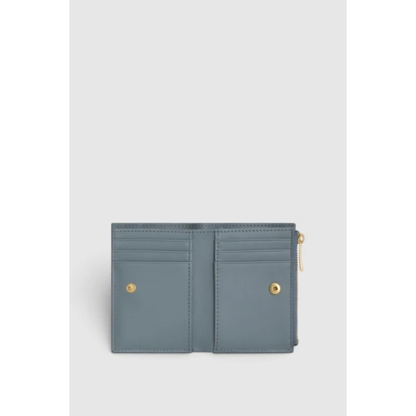 Oroton Cecile Smooth 10 Credit Card Mini Zip Wallet Smoke, view 2