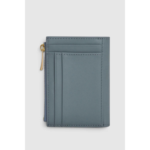 Oroton Cecile Smooth 10 Credit Card Mini Zip Wallet Smoke, view 3
