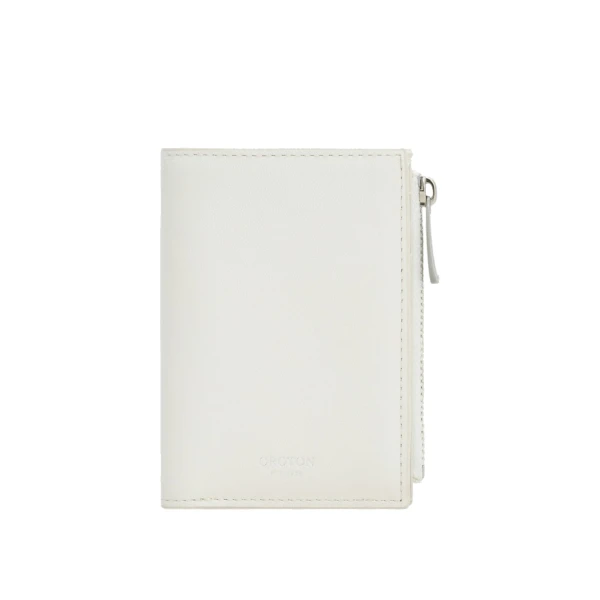 Oroton Cecile Smooth 10 Credit Card Mini Zip Wallet Warm White