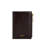 Oroton Cecile Texture Mini 10 Credit Card Zip Wallet Mulberry