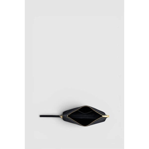 Oroton Cecile Texture Pouch Black, view 2