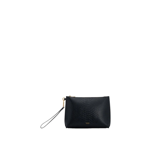 Oroton Cecile Texture Pouch Black