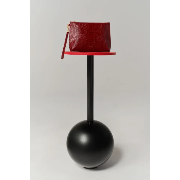 Oroton Cecile Texture Pouch Red Lacquer, view 3