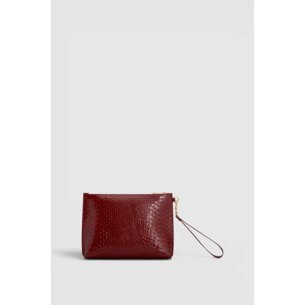 Oroton Cecile Texture Pouch Red Lacquer, view 4