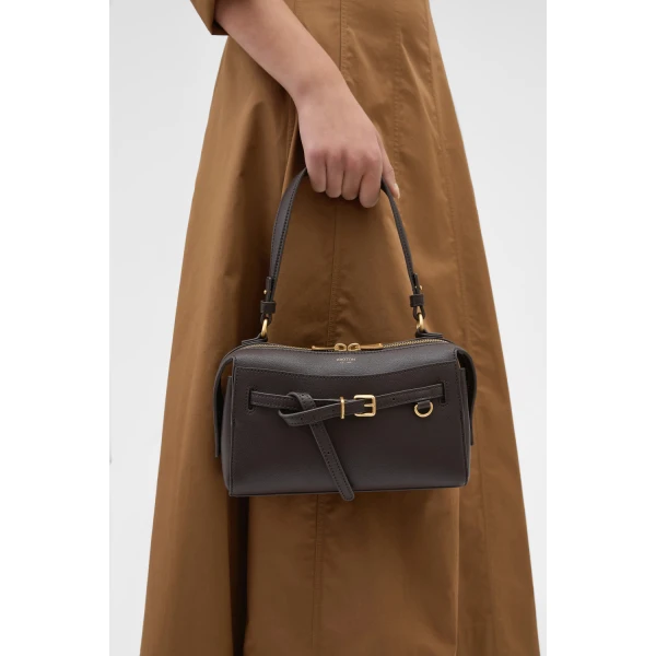 Oroton Cleo Smooth Crossbody Dark Chocolate, view 2