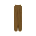 Oroton Cotton Pleat Curve Pant Dark Tobacco | Tailored pants | Luxury Shoes Oroton Cotton Pleat Curve Pant Dark Tobacco