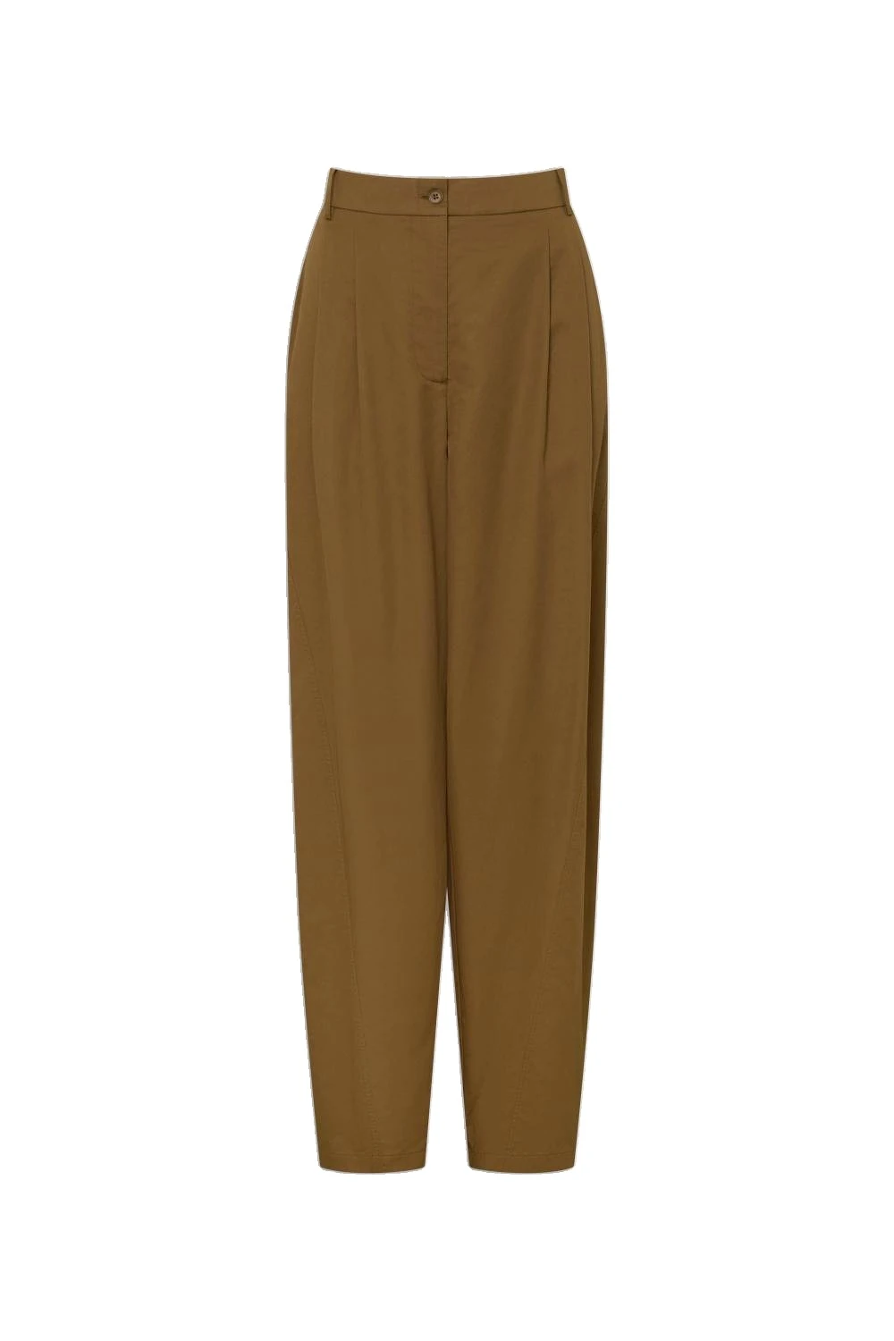 Oroton Cotton Pleat Curve Pant Dark Tobacco | Tailored pants | Luxury Shoes Oroton Cotton Pleat Curve Pant Dark Tobacco