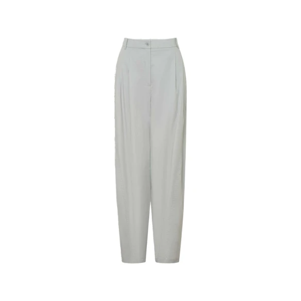 Cotton Pleat Curve Pant Pale Frost