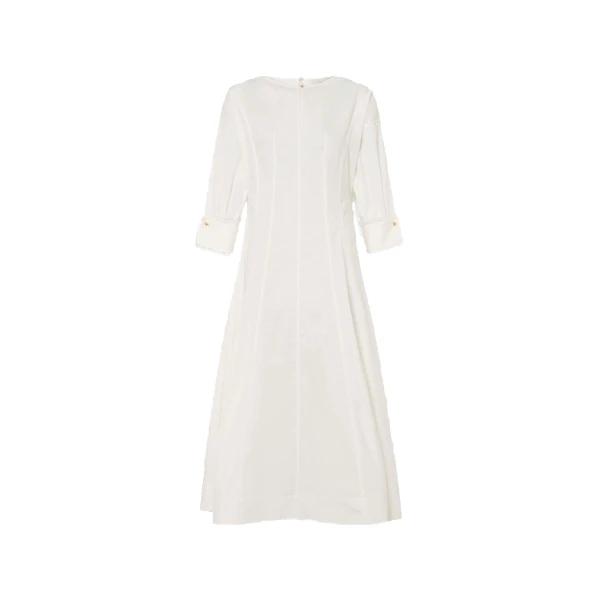 Cuff Detail Day Dress White