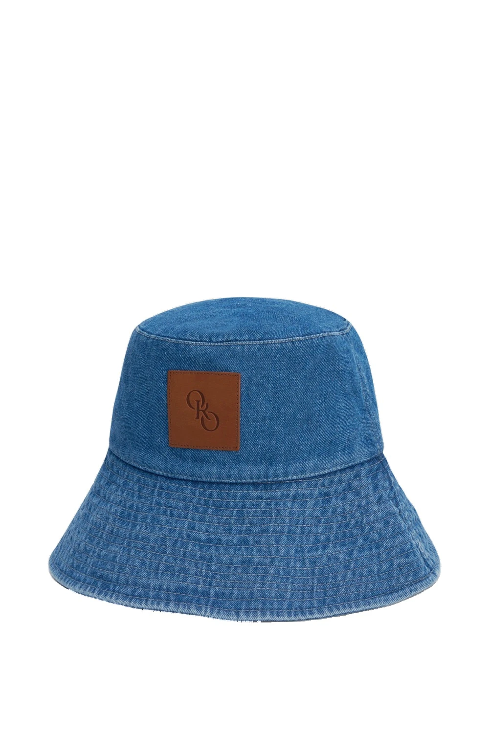 Oroton Denim Bucket Hat Mid Wash Denim | Hats | Luxury Shoes Oroton Denim Bucket Hat Mid Wash Denim