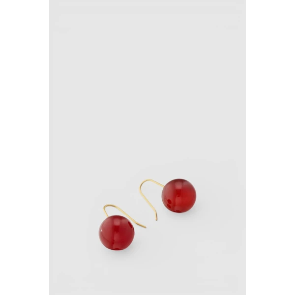 Oroton Edith Hook Earrings Carnelian/Worn Gold, view 3