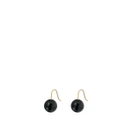 Oroton Edith Hook Earrings Onyx/Worn Gold