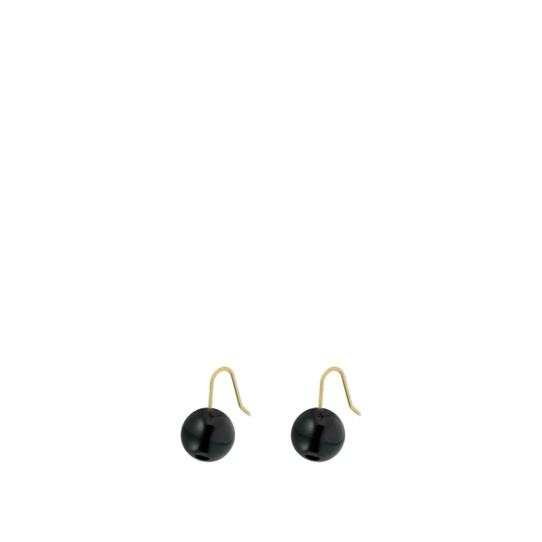Edith Hook Earrings Onyx/Worn Gold