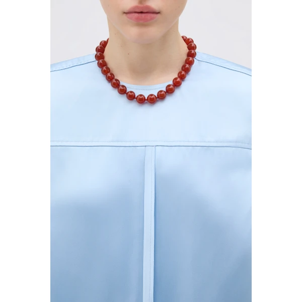 Oroton Edith Necklace Carnelian/Worn Gold, view 2