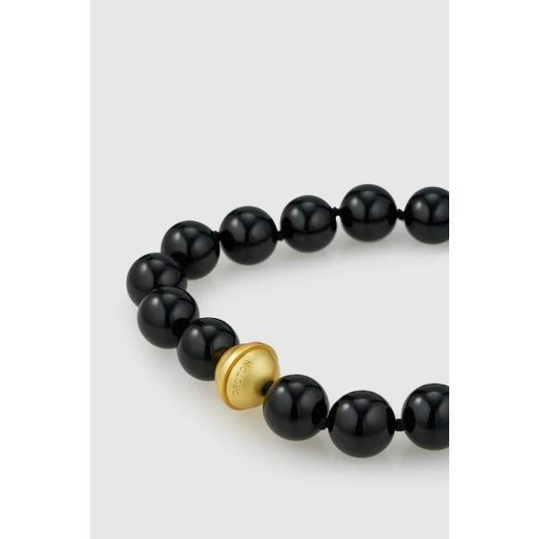 Oroton Edith Necklace Onyx/Worn Gold, view 3
