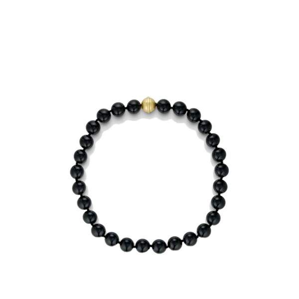 Edith Necklace Onyx/Worn Gold