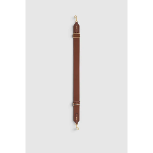 Oroton Essential Bag Strap Chestnut/Brass, view 2