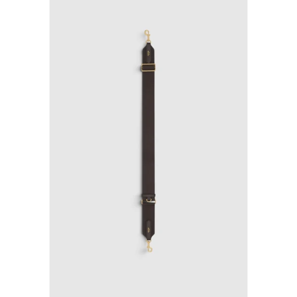 Oroton Essential Bag Strap Dark Choc/Brass, view 3