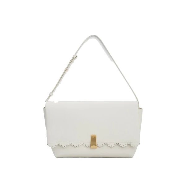 Etta Smooth Broidery Large Clutch Warm White