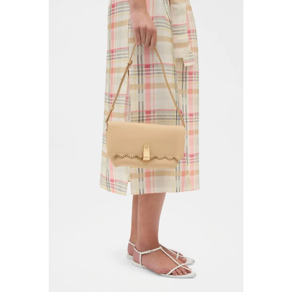 Oroton Etta Smooth Broidery Medium Clutch Butterscotch, view 2