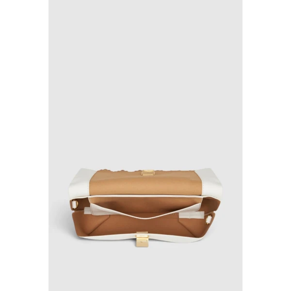Oroton Etta Smooth Broidery Medium Clutch Warm White, view 5