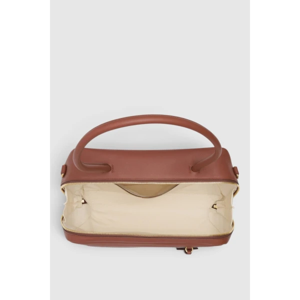 Oroton Everette Smooth Medium Shoulder Bag Chestnut, view 4