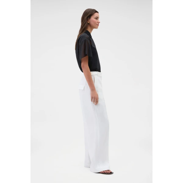 Oroton Flat Front Pant White, view 4