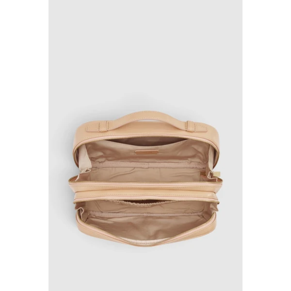 Oroton Indi Crackle Large Beauty Case Almond, view 2