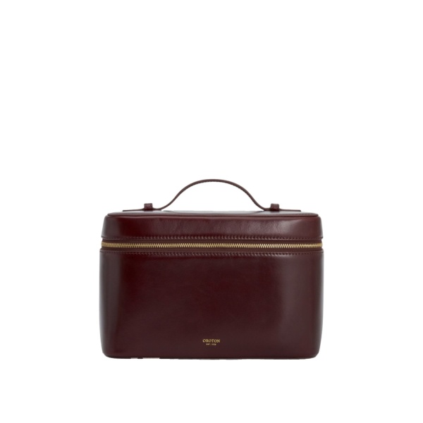 Oroton Indi Crackle Large Vanity Travel Case Copper