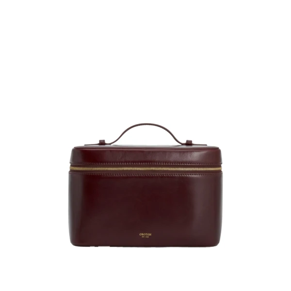 Oroton Indi Crackle Large Vanity Travel Case Copper