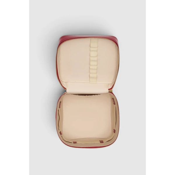 Oroton Indi Crackle Medium Vanity Travel Case Glace Cherry, view 2