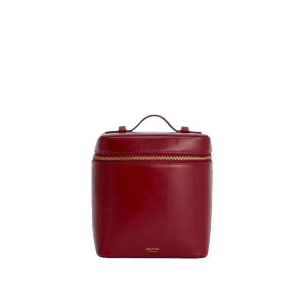 Oroton Indi Crackle Medium Vanity Travel Case Glace Cherry